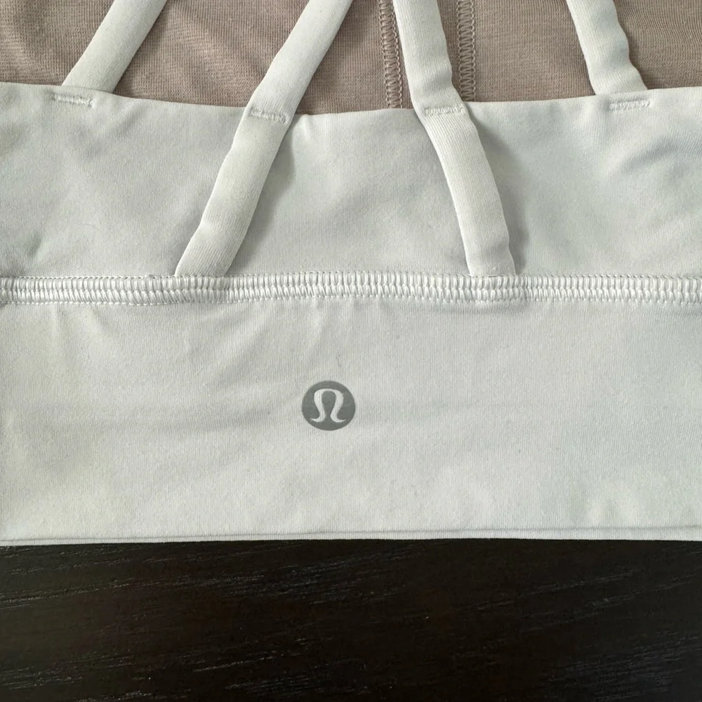 Size 8 White Lululemon Energy Longline Bra Medium Support - Picture 6 of 6